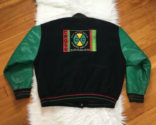 Cross Colours Vintage Letterman Jacket Sz 3 Leather Wool Hip Hop 90s 3