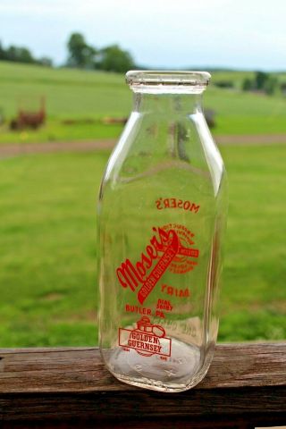 Vintage Quart Dairy Milk Bottle,  Moser 