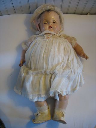 Vintage Large 20 " Composition Baby Doll Cloth Body Sleep Eyes K Circle Mark