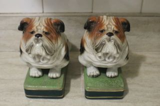2 Vintage Takahashi San Francisco Ceramic Bulldog Book Ends