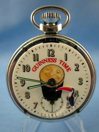 Rare Vintage Guinness Time Automaton Pocket Watch With Moving Toucan