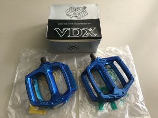 Nos Vintage Victor Vdx Vp - 555 Pedals 1/2 Blue Old School Bmx Freestyle Dx Gt Cw