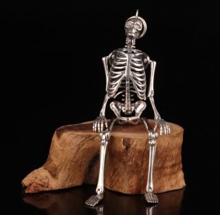100 Sterling Silver 925 Flexible Popular Human Skeleton Pendant Backpack Hang