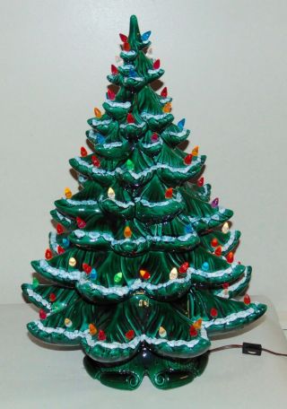 Vintage Atlantic Mold Ceramic Light Up Christmas Tree 4 Tier 22 " Tall