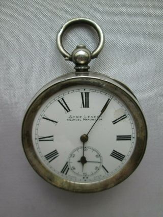 Vintage Antique Silver Pocket Watch Acme Lever H Samuel Manchester Swiss Made