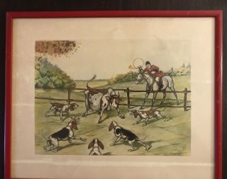 Boris O’klein Hunting Scene Humorous Colored Etching Hand Signed Framed Rare