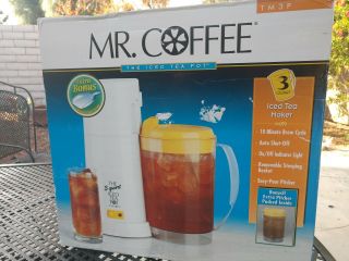 Vintage Mr.  Coffee 3 Quart Iced Tea Pot Maker Tm3p Bonus Yellow Lid Pitcher -