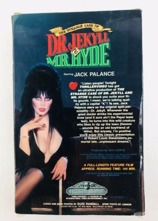 3 VTG THRILLER VIDEO Big Box VHS Tapes 1985 Horror movies Dr Jekyll,  Mr.  Hyde, 7