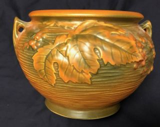 Vintage Roseville Bushberry Jardinere Planter Vase Terracotta Orange Green 657 6