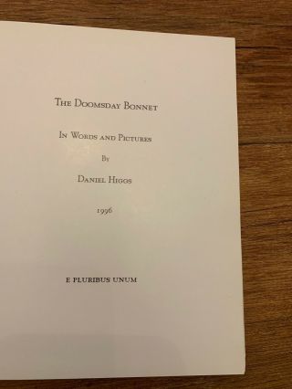 Daniel Higgs The Doomsday Bonnet Lungfish Rare First Edition Book 3