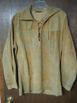 Men Vintage Berman Buckskin Leather Suede Fringe Jacket Top Sz S Native American