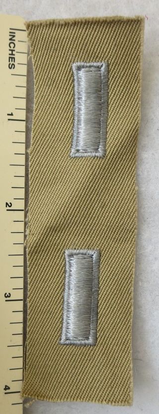 Ww2 Us Army Patch With Set 1st Lieutenant Officer Rank Insignia On Tan Twill