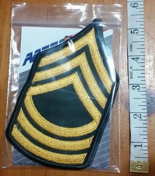 2 Us Army Male Chevron Gold On Od Green Master Sergeant (e - 8) Rank Patch