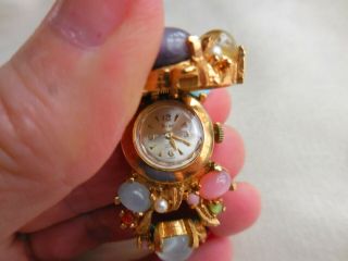 VINTAGE PEDRE Mechanical Watch 17 Jewel SWISS INCABLOC MOONSTONE CABOCHONS 2