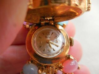 VINTAGE PEDRE Mechanical Watch 17 Jewel SWISS INCABLOC MOONSTONE CABOCHONS 3