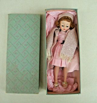 Vintage Madame Alexander Doll Cissette W/ Outfit Pink Leather Coat Dress Hat Box