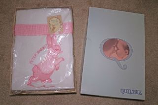 Vintage 1978 Beatrix Potter By Quiltex Peter Rabbit Baby Girl Pink Blanket
