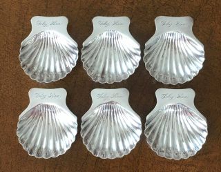 Gorgeous Set Of 6 Vintage Maciel Sterling Silver Shell Candy Nut Dishes