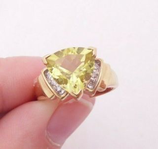 Fine 9ct/9k Gold Diamond & Large Peridot Ring,  375