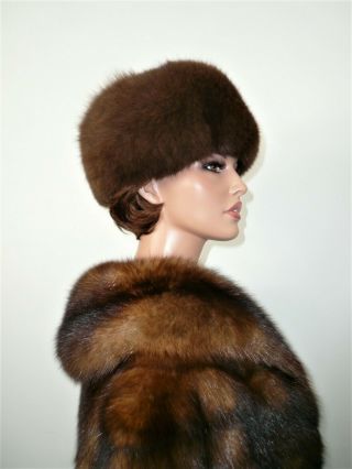Real Arctic Brown Fox Fur Hat For Coat Jacket Песец Renard Mink Sable Lynx L