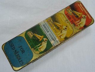 Vintage Gramophone Needle Tin Hmv His Masters Voice Nipper Dog Outfit 1930s