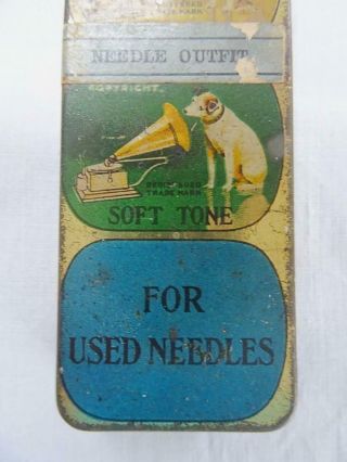Vintage Gramophone Needle Tin HMV His Masters Voice Nipper Dog Outfit 1930s 4