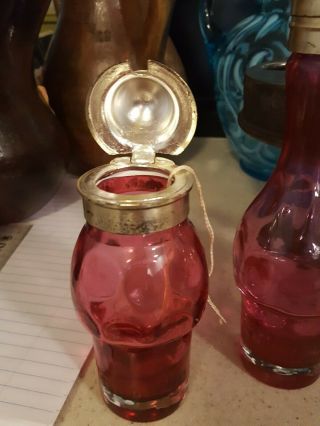 Vintage Antique 5 Piece Cruet Castor Set Cranberry Orignal Glass 5
