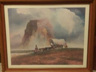 Vintage Hal Empie Print,  The Last Wagon,  Signed And Framed