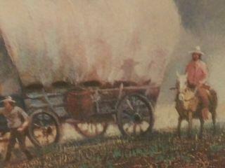 Vintage Hal Empie Print,  The Last Wagon,  Signed and Framed 4