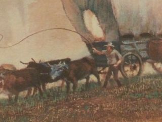 Vintage Hal Empie Print,  The Last Wagon,  Signed and Framed 5