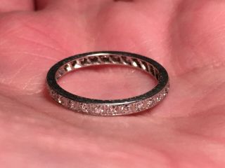 Vintage Platinum & Round Diamond Eternity Ring - Size 5.  25 - 5.  5 -