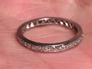 VINTAGE PLATINUM & ROUND DIAMOND ETERNITY RING - SIZE 5.  25 - 5.  5 - 3