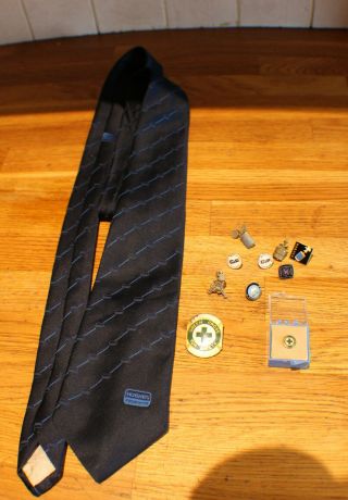 Hughes Aircraft Company Staff Uniform Tie & Rare Pin 