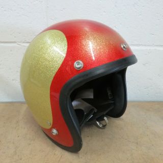 Shoei D - 3a Red Gold Glitter Metalflake Medium Motorcycle Helmet Nos
