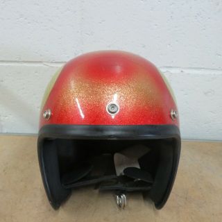 SHOEI D - 3A Red Gold Glitter Metalflake MEDIUM Motorcycle Helmet NOS 2