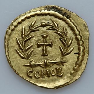 Roman Coin Gold Av Tremisses 475 - 476 Ad Constantinople Cross In Wreath - Rare