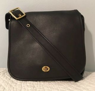 Coach Vintage/legacy Black Glove - Tanned Stewardess Leather Flap Bag 9525