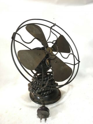 Vintage Fidelity Electric Co.  8 " Brass Blade Fan Or Restoration