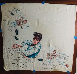 Auth Elvis Presley 1956 Vintage Handkerchief/scarf King Of Rock Rare Find