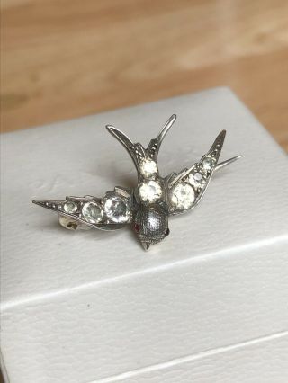 Sweet Vintage Solid Silver Swallow Paste Brooch