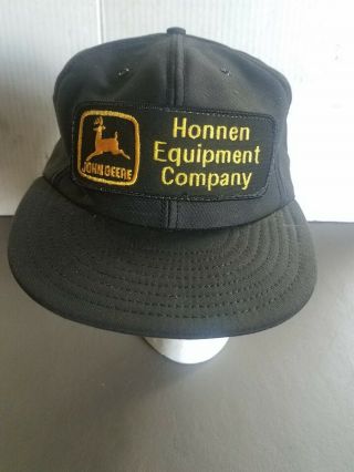 Vtg.  John Deere Honnen Equip.  Co.  Trucker Farm Cap Hat Louisville Patch Colorado