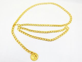 100 Auth Chanel Vintage Chain Belt Medallion Cc Medallion Logo Gold Plated