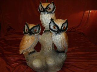 Vintage Mid - Century Ceramic Owl Trio Table Lamp,  Light,  very heavy 2