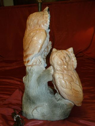 Vintage Mid - Century Ceramic Owl Trio Table Lamp,  Light,  very heavy 5