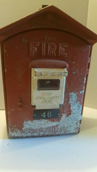 Vintage Gamewell Fire Alarm Cast Iron Box Firefighting Internal Mechanisms Coin