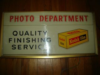 Rare Vintage Kodak Film Lighted Advertising Sign Photo Department Service