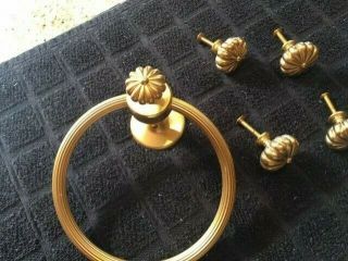 Vintage Sherle Wagner Melon Towel Ring And Drawer Knobs