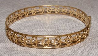 Vintage Rolled Gold Hinged Bangle Open Work Design