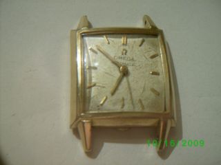 Vintage " Omega " Automatic 17 Jewel 14 K Gold Filled Wristwatch For Repair/ Parts
