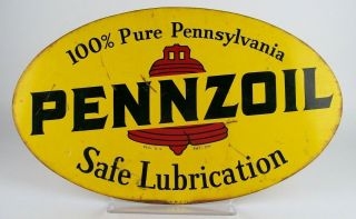 Pennzoil Double - Sided Metal Sign Vintage 1973 A - M 5 - 73 16.  5 " X9.  75”